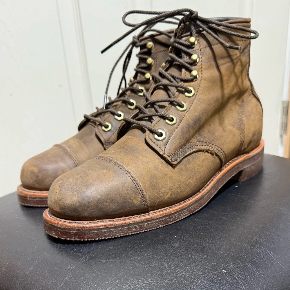 Chippewa LLBean Katahdin Iron Works Engineer Cap Toe Boots Brown Men’s 8.5 D